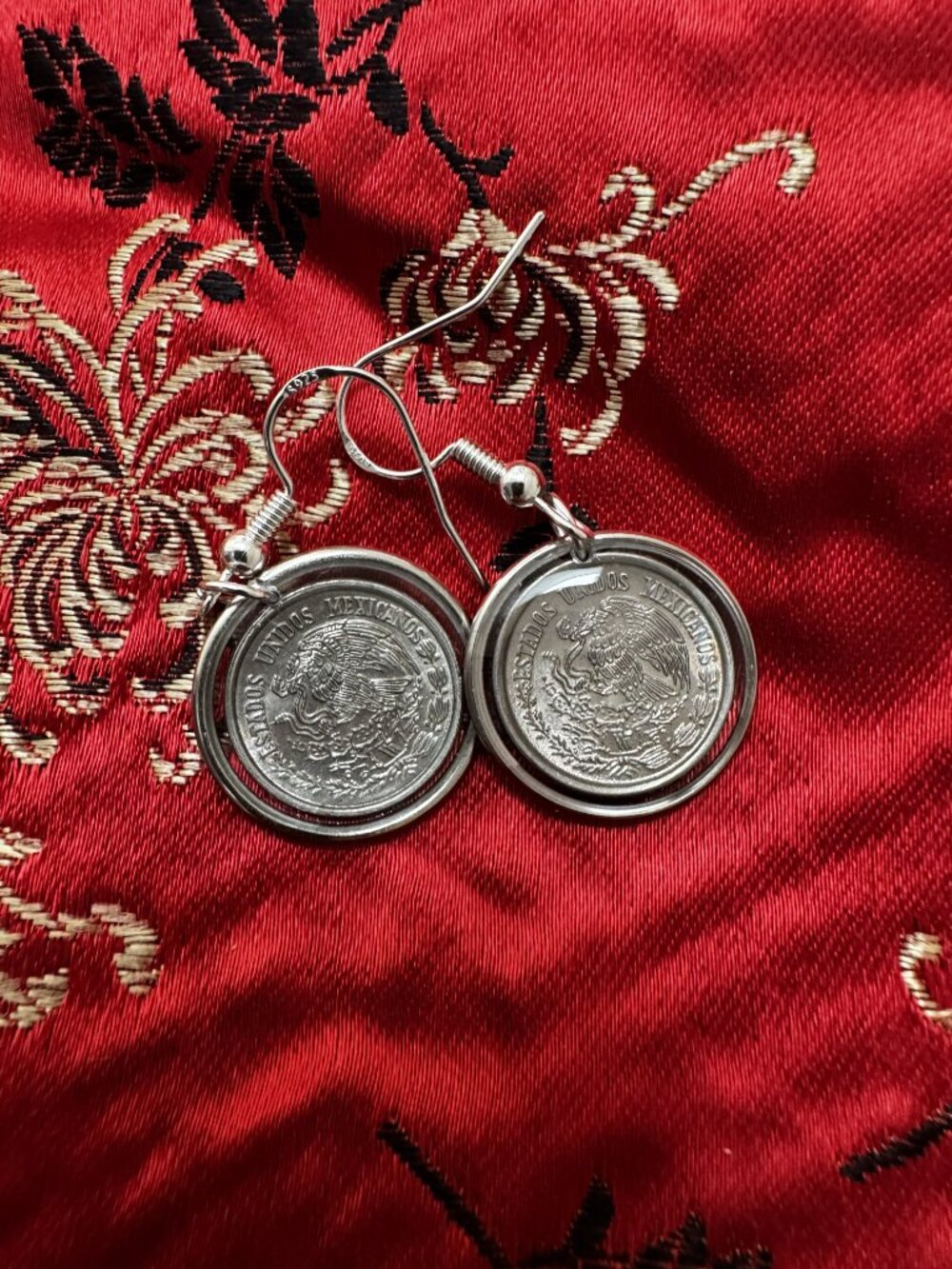 1978/1980 Mexican 10 Centavos Coin Earrings, Handcrafted Resin Mexican Jewelry